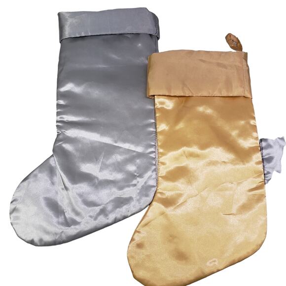 Metallic Christmas Stockings Gold Silver Sage Green Vintage Christmas Stocking - Picture 9 of 13